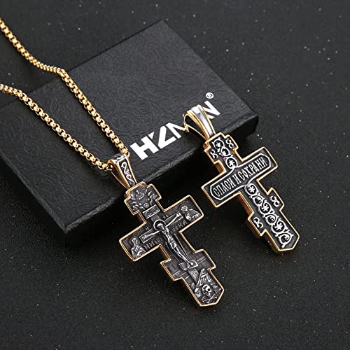 HZMAN Eastern Orthodox Cross Necklace for Men Women Retro Religious Jesus Crucifix Byzantine Cross Christian Pendant Jewelry Gift - Image 3
