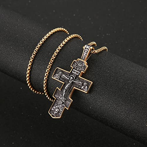 HZMAN Eastern Orthodox Cross Necklace for Men Women Retro Religious Jesus Crucifix Byzantine Cross Christian Pendant Jewelry Gift - Image 2
