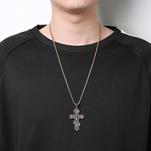 HZMAN Eastern Orthodox Cross Necklace for Men Women Retro Religious Jesus Crucifix Byzantine Cross Christian Pendant Jewelry Gift - Image 4