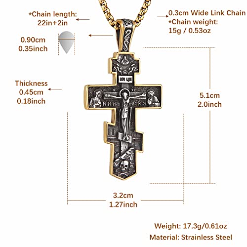 HZMAN Eastern Orthodox Cross Necklace for Men Women Retro Religious Jesus Crucifix Byzantine Cross Christian Pendant Jewelry Gift - Image 5