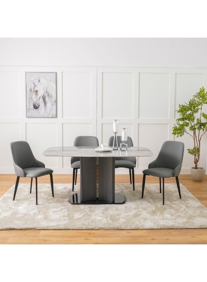 DANUBE HOME Casandra 1+6 Seater Dining Set 7-Piece Dining Set Sturdy Kitchen Dining Table With 6-Seater Dining Chairs Modern Design Furniture For Home Dining Room - Marble/Grey - Image 3