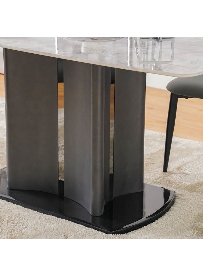 DANUBE HOME Casandra 1+6 Seater Dining Set 7-Piece Dining Set Sturdy Kitchen Dining Table With 6-Seater Dining Chairs Modern Design Furniture For Home Dining Room - Marble/Grey - Image 5