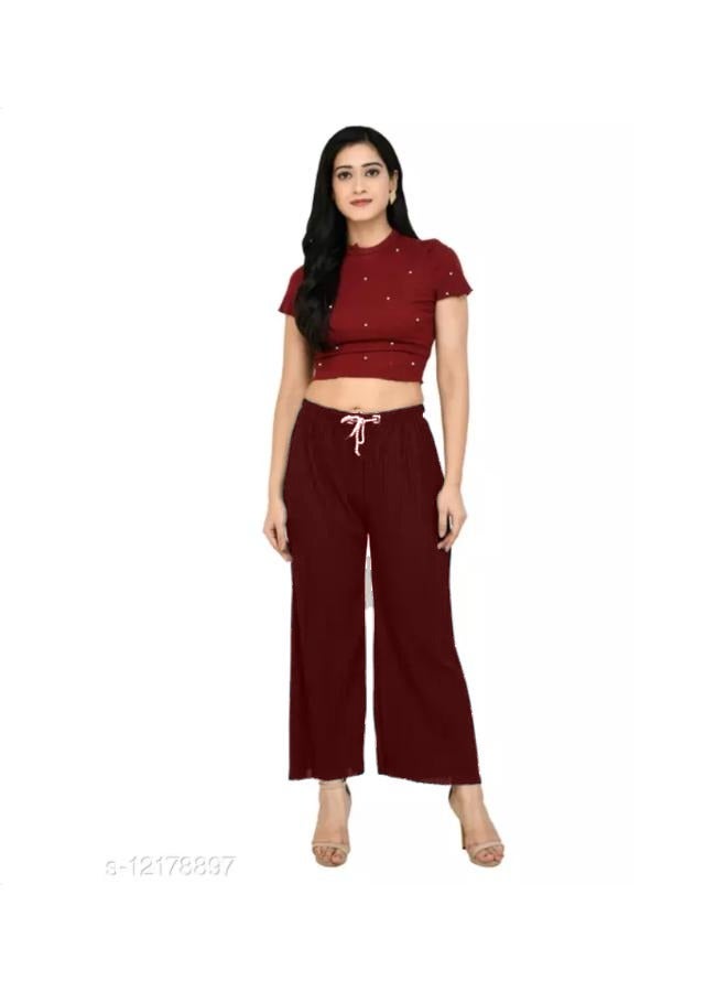No brands المرأة مطوي عارضة واسعة الساق الكتان بنطلون مريح مرونة عالية الخصر بانت KU305 - Image 3