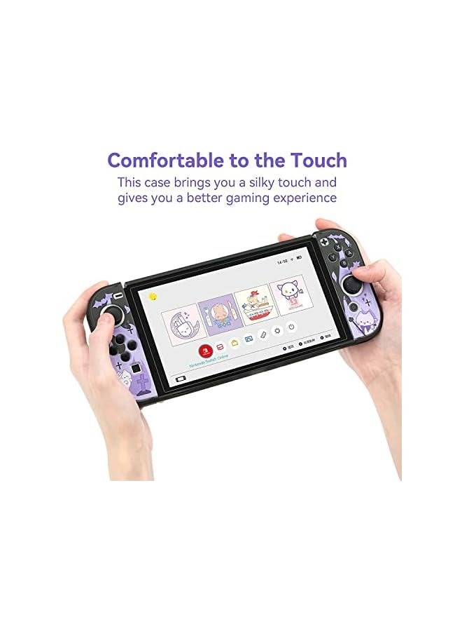 PROMASS Protective Case Slim Cover Case Compatible with Nintendo Switch OLED and Joy-Con - Shock-Absorption and Anti-Scratch - Spooky Cat - Image 4