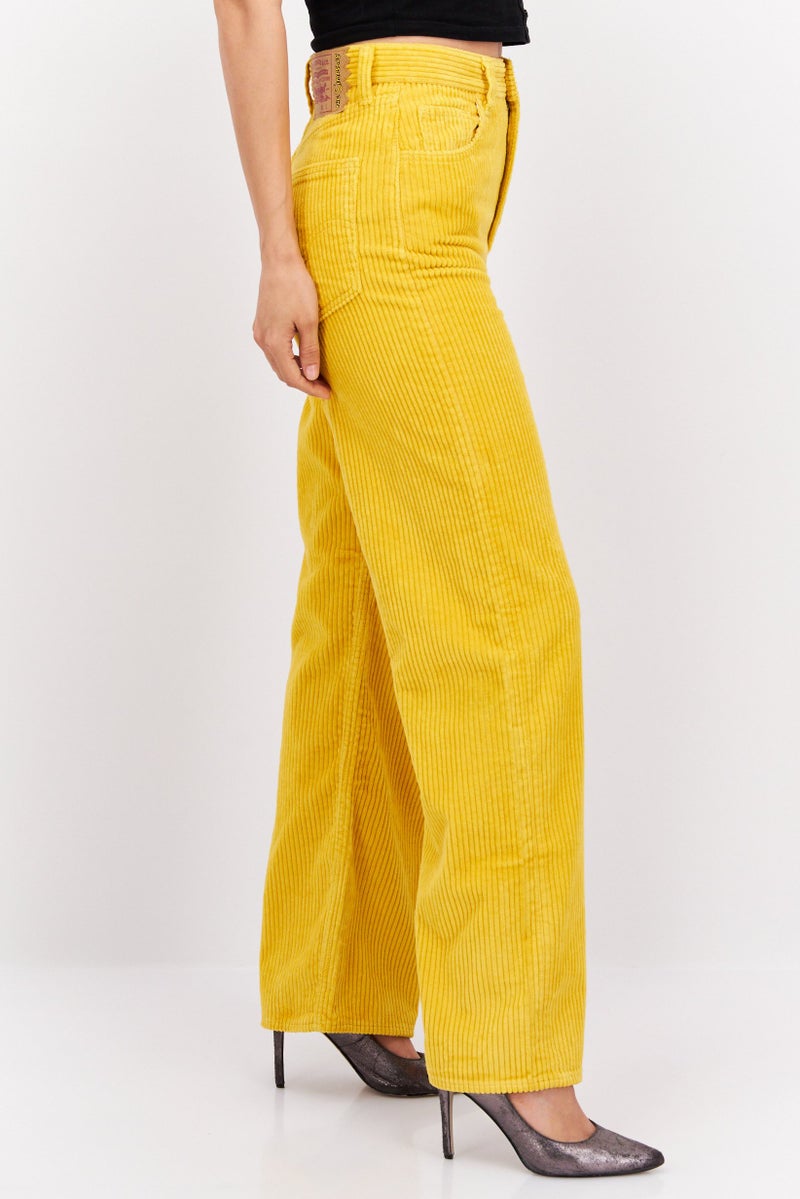 Levi's Women Loose Fit Textured Corduroy Pants, Yellow - Image 2