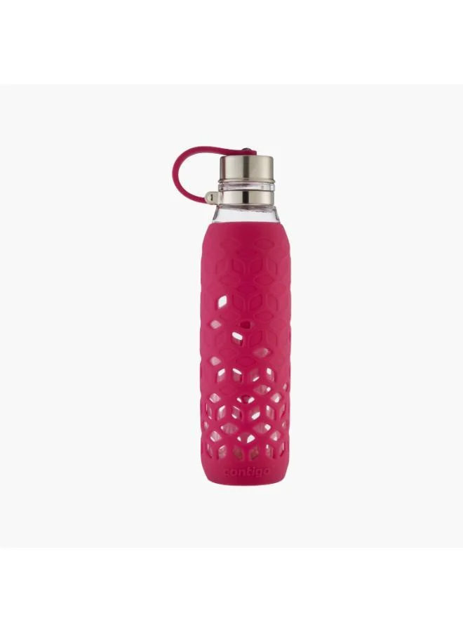 كونتيجو Contigo Textured Glass Water Bottle with Screw Spout and Leak Resistant Design - 590 ml