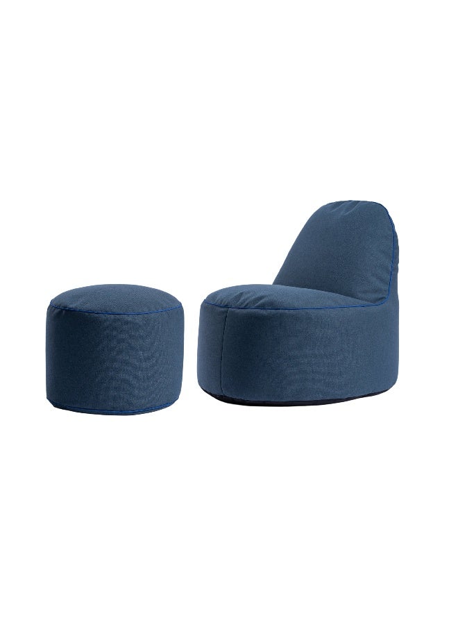 Spoon Chair and Pouf Set in Blue