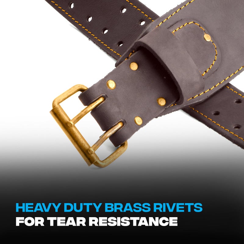 OX Tools 2-inch Wide Full Grain Leather Tool Belt - 2" Wide Oil Tanned Double Stitched Construction Belt with Rivets for Waist Size 35" to 46" Carpenter Tool Belt - OX-P263313 - Image 3