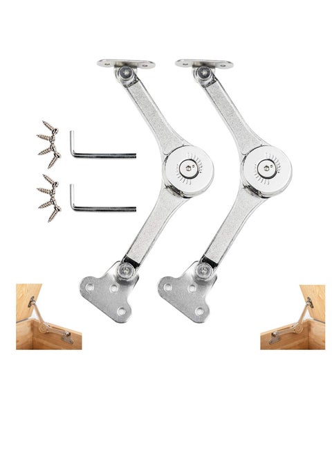 Lid Support Hinge, 2 pcs Toy Box Hinges Soft Close, Lid Support Hinges Heavy Duty , Soft Close Hinges for Chest Toy Box, Chest Hinges Support 50lb 110 Degree