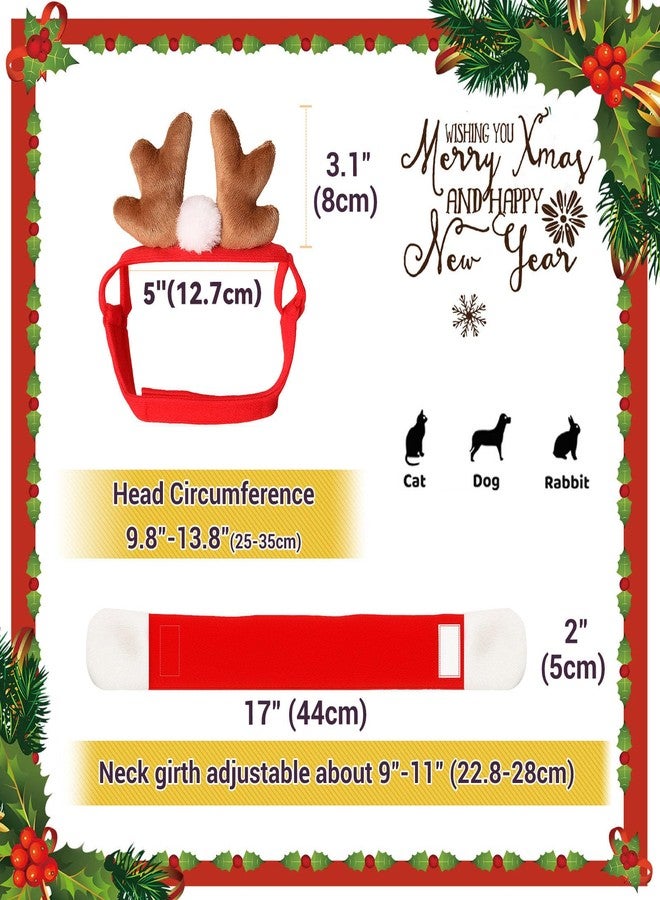 NAMSAN Christmas Cat Reindeer Costume, Xmas Deer Antler Headband with Red Scarf for Small Dogs Cats, Santa Claus Reindeer and Scarves Outfit - Image 3