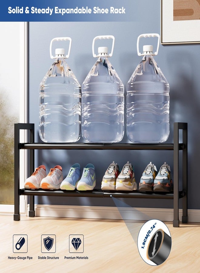 Abiglifty 2-Tier Expandable Shoe Rack，17"-33" Adjustable Shoe Rack for Closet，Metal Shoes Shelves for Front Door Entrance, Garage & Corridor, Free Standing Shoe Holders, Easy to Assemble,Black - Image 5