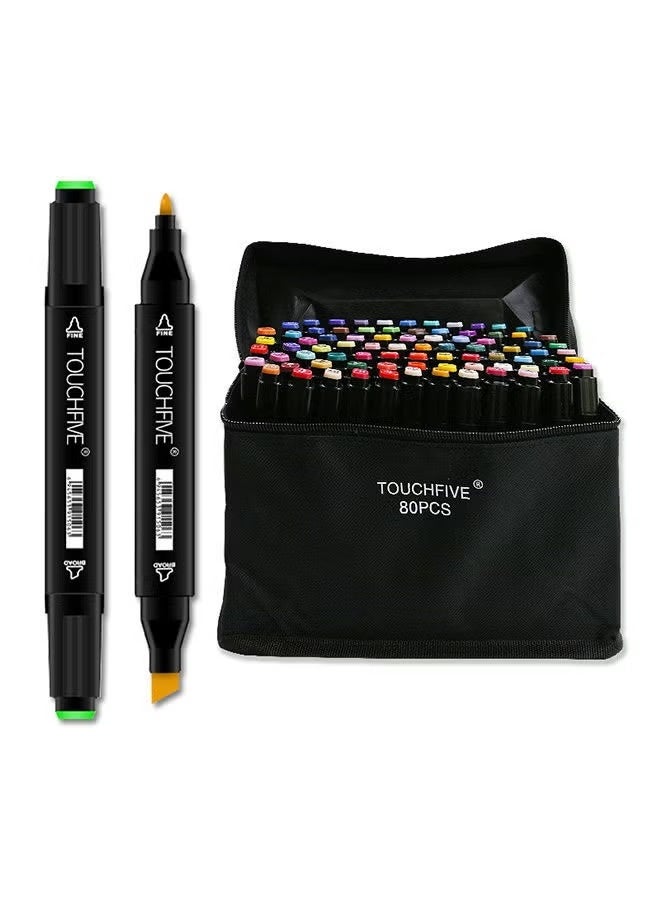 TOUCHFIVE 80 Colors Alcohol Based Dual Tip Marker Pens Set – Permanent Twin Tip Art Markers for Drawing, Sketching, Shading & Coloring with Carry Case - Image 1