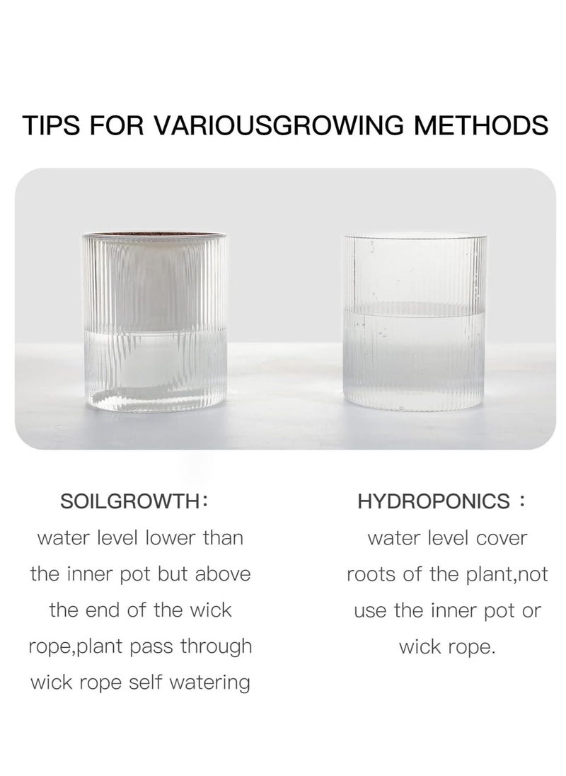 KASTWAVE Flower Pot Automatic Watering Flower 4-inch Indoor Planter Double-layer Transparent White Plastic Flowerpot Water Storage Family Cylindrical Rib Decoration Violet Orchid Aloe Herb Absorption Free  - Image 5