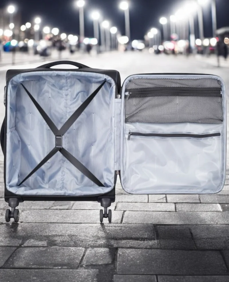 DELSEY Paris Optimax Lite 55 Cm Softcase 4 Double Wheel Expandable Cabin Luggage Trolley - Black