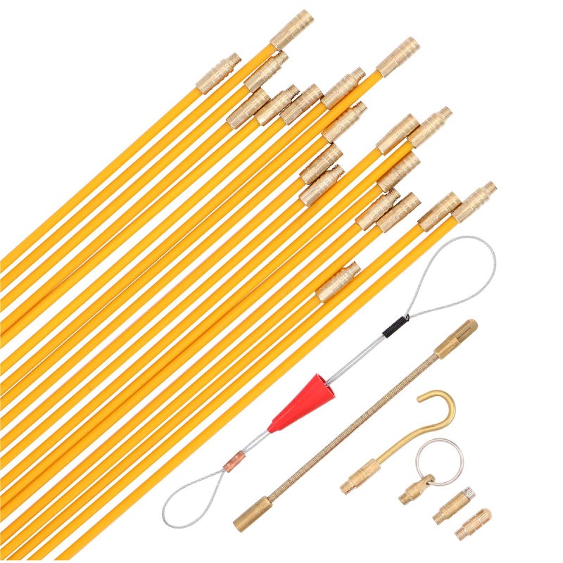Taxutor 25FT Fiberglass Running Electrical Wire Cable Pulling Fish Tape Kit with 5 Different Attachments and Fish Tape Tool in a Carrying Case - Image 1