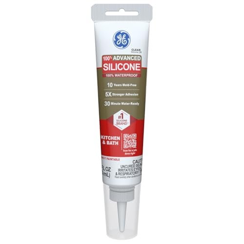GE Advanced Silicone Caulk for Kitchen Bathroom Clear 28 fl oz Tube 1 Pack 100 Waterproof Silicone Sealant 5X Stronger Adhesion Shrink Crack Proof - Image 1