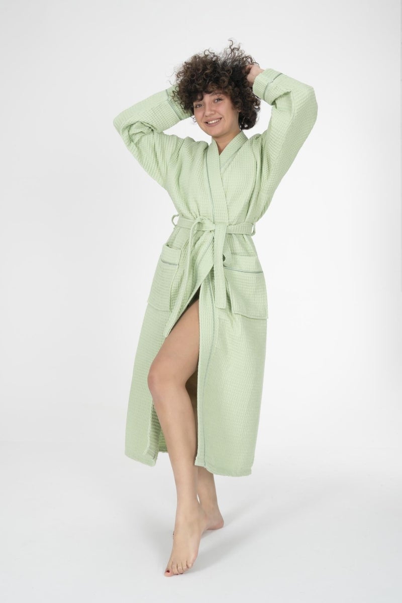 Varol Kaos Series Kimono Collar Pique Bathrobe Dressing Gown