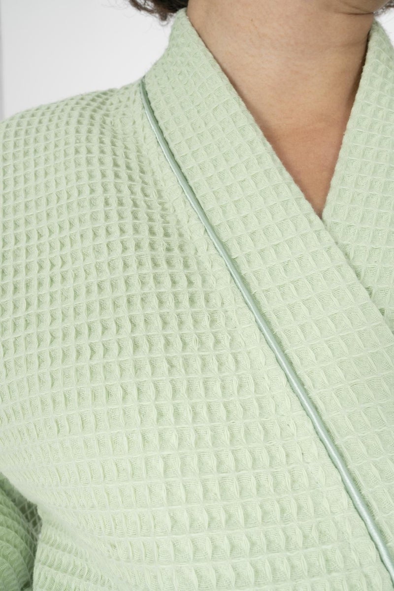 Varol Kaos Series Kimono Collar Pique Bathrobe Dressing Gown