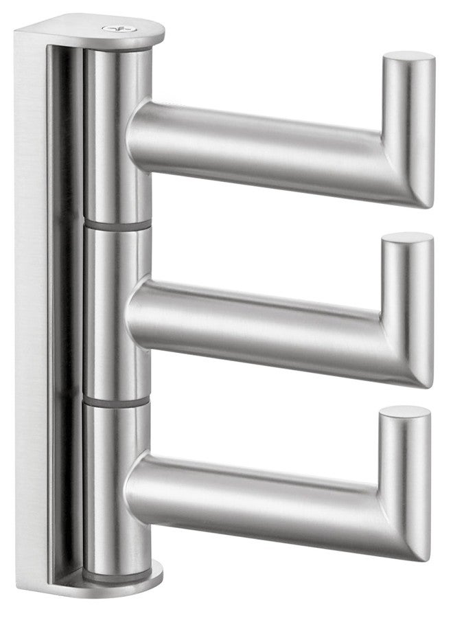 APLusee Brushed Nickel Swivel Towel Hook, 304 Stainless Steel Foldable Clothes Hook with Three Rotating Arm, Flexible Bathroom Kitchen Storage Hanger, Wall Mounted - Image 1