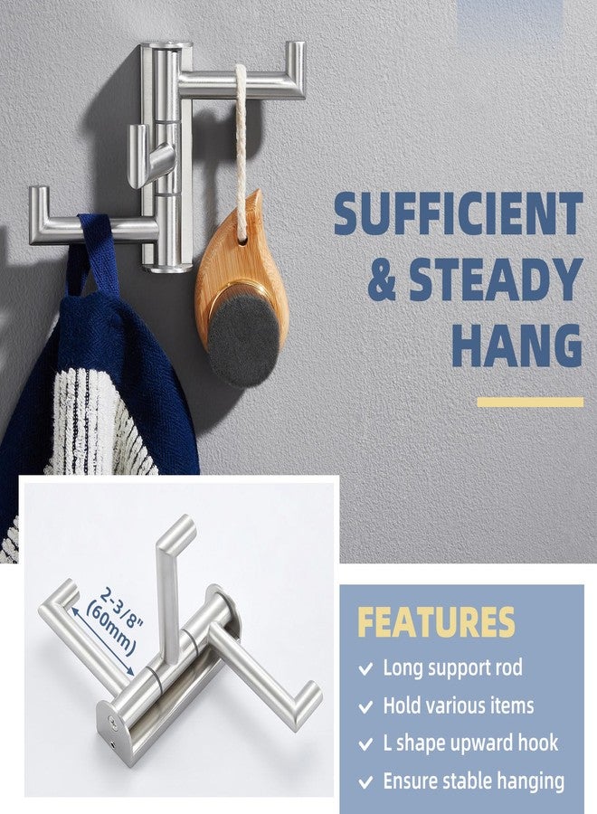 APLusee Brushed Nickel Swivel Towel Hook, 304 Stainless Steel Foldable Clothes Hook with Three Rotating Arm, Flexible Bathroom Kitchen Storage Hanger, Wall Mounted - Image 4