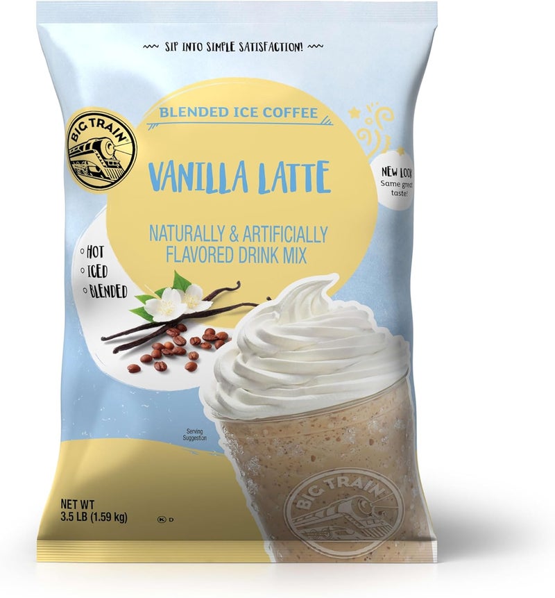 Big Train Blended Ice Coffee Mix, Vanilla Latte, 3.5 Pound Pouch - Instant Powdered Drink for Hot or Cold Beverages - Image 1