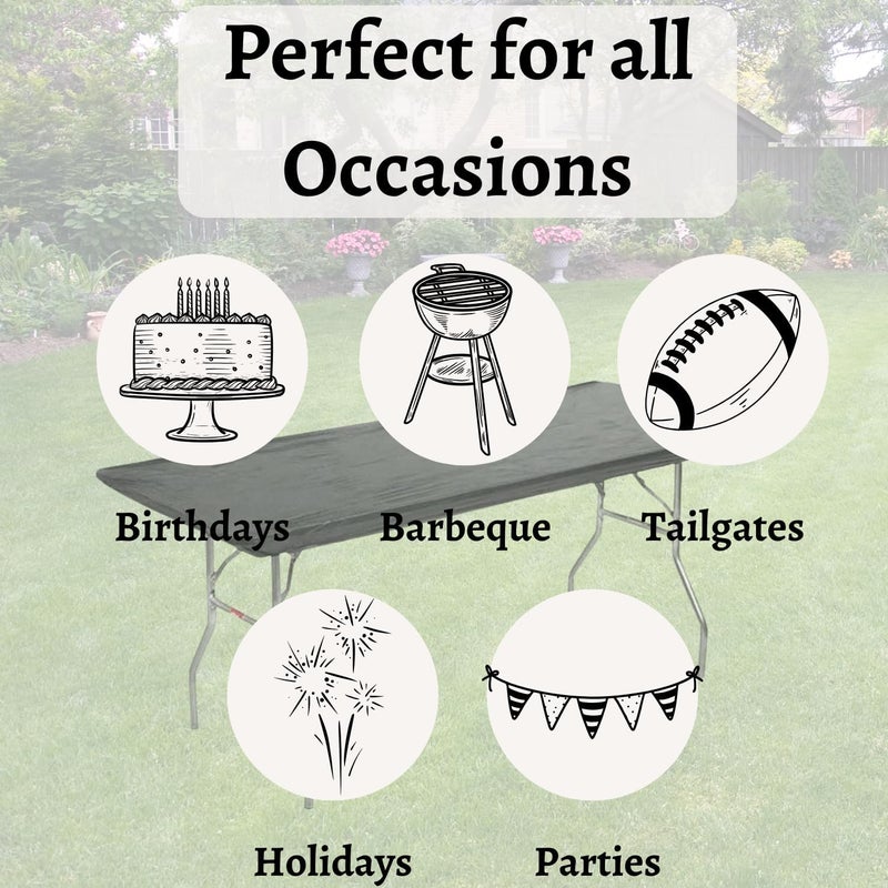 Kwik-Covers 6' Rectangle Plastic Table Covers 30" x 72", Bundle of 5 (Black) - Image 5