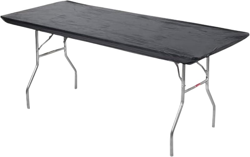 Kwik-Covers 6' Rectangle Plastic Table Covers 30" x 72", Bundle of 5 (Black) - Image 1