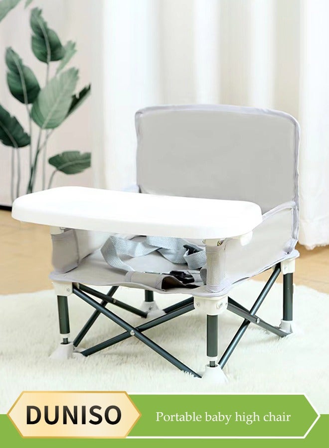 DUNISO Baby Travel Booster Seat, compact toddler feeding chair, portable children's dining chair，with detachable tray and seat belt, suitable for indoor and outdoor use, camping, beach, lawn use - Image 1