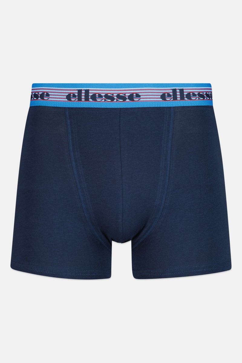 Men 3 Pieces Brand Logo Trunks, Navy/Red