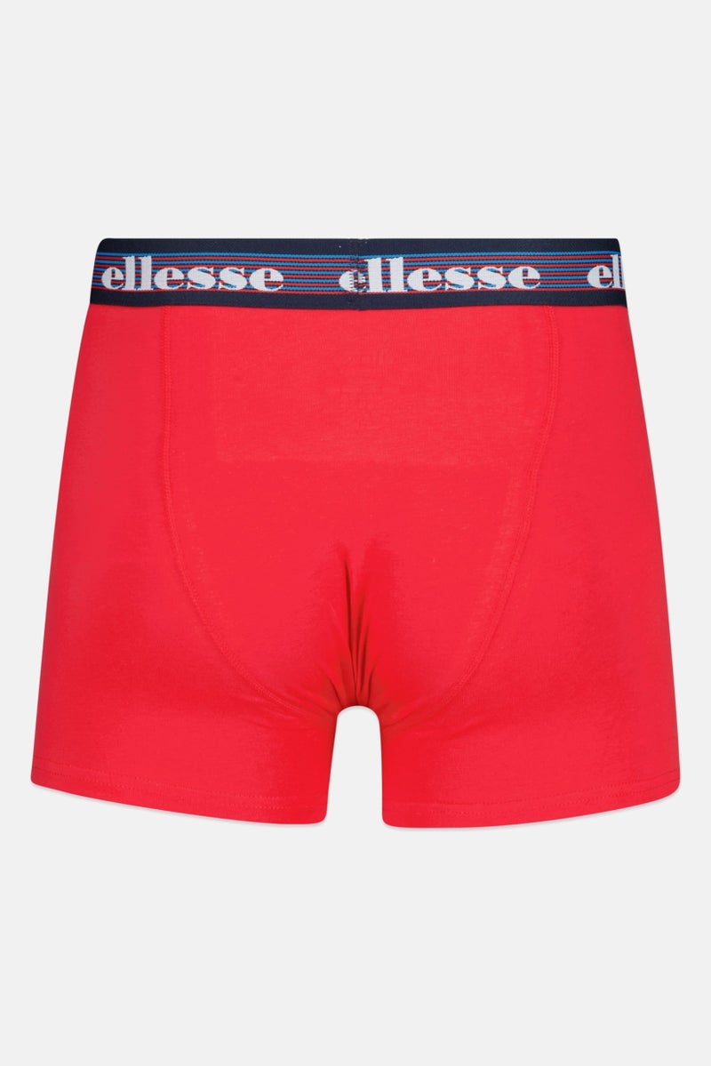 Men 3 Pieces Brand Logo Trunks, Navy/Red