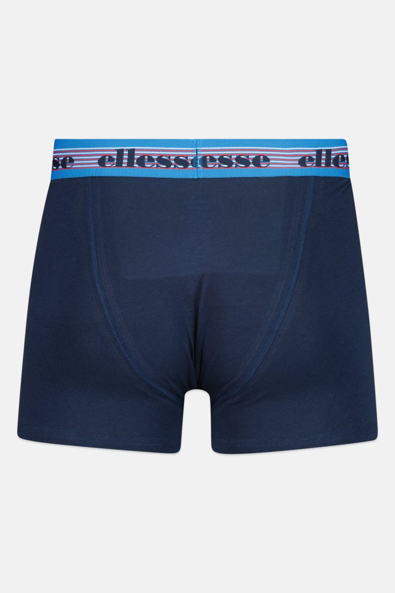 Men 3 Pieces Brand Logo Trunks, Navy/Red