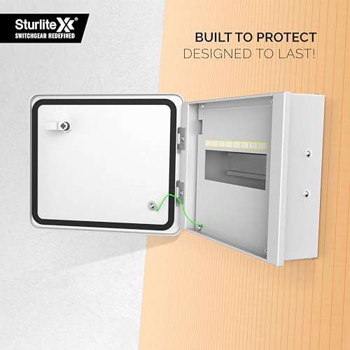 Sturlite Ovix Double Door MCB Distribution Board | 6 Way TPN (Triple Pole and Neutral) | Metal Body with Premium Finish & Concealed Hinges | Cable Kit Included - Image 3