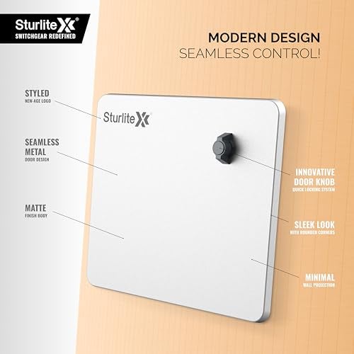 Sturlite Ovix Double Door MCB Distribution Board | 6 Way TPN (Triple Pole and Neutral) | Metal Body with Premium Finish & Concealed Hinges | Cable Kit Included - Image 4