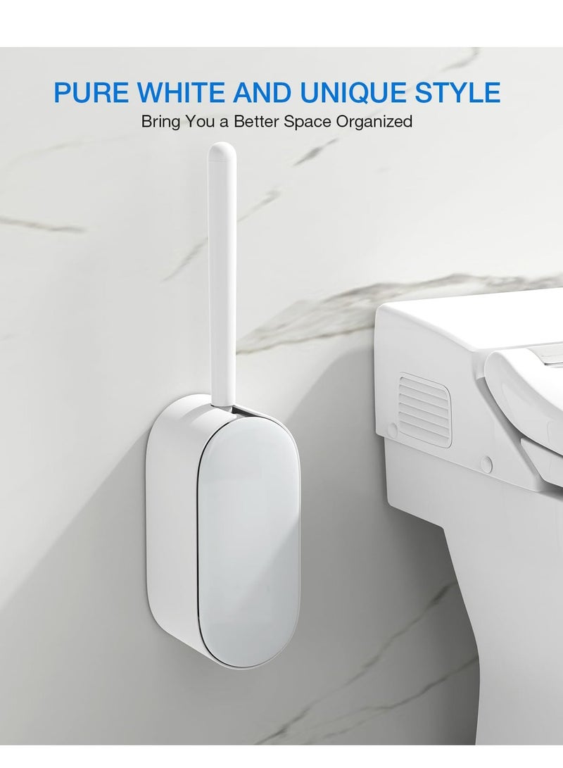 SYOSI Toilet Bowl Brush and Holder, Toilet Brush Set with Ergonomic Design, Compact Size, Durable Bristles, Toilet Brushes & Holders for Dead Corner Clean, White - Image 5