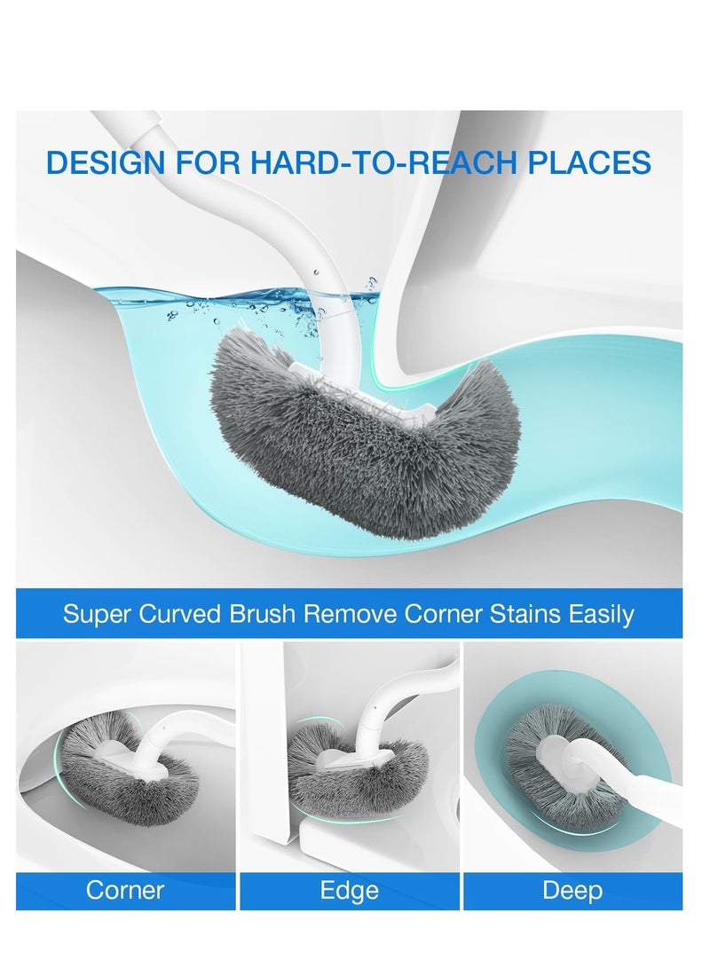 SYOSI Toilet Bowl Brush and Holder, Toilet Brush Set with Ergonomic Design, Compact Size, Durable Bristles, Toilet Brushes & Holders for Dead Corner Clean, White - Image 2