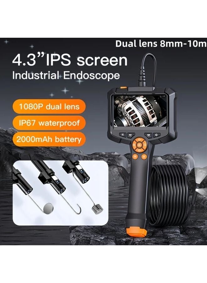 INSKAM 4.3 Inch HD Industrial Endoscope Dual Lens 8mm with 393.7inch Cable for Car Maintenance - Image 1