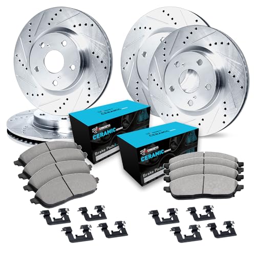 R1 Concepts Front Rear Brakes and Rotors Kit |Front Rear Brake Pads| Brake Rotors and Pads| Ceramic Brake Pads and Rotors |Hardware Kit|fits 2003-2009 Toyota 4Runner, FJ Cruiser - Image 1