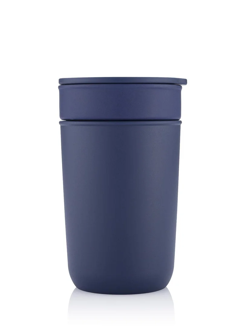 Hans Larsen SAVONA - Hans Larsen Premium Ceramic Tumbler With Recycled Protective Sleeve - Blue