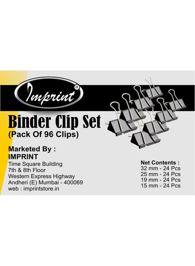 IMPRINT Metal Binder Clips Black Paper Clip 32 25 19 15 MM Binder Clips 24 of Each Size, Total 96 PC's Stationery Binding Supplies for Loose Papers, Files, DIY, Office and School Use - Image 4
