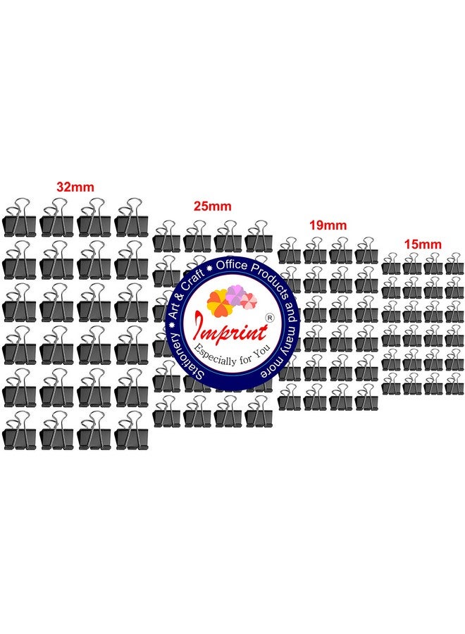 IMPRINT Metal Binder Clips Black Paper Clip 32 25 19 15 MM Binder Clips 24 of Each Size, Total 96 PC's Stationery Binding Supplies for Loose Papers, Files, DIY, Office and School Use - Image 5