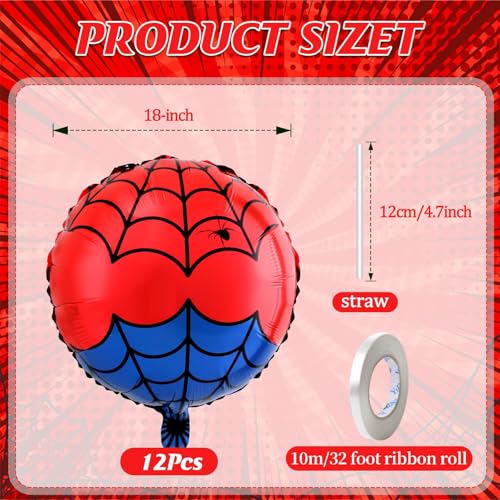 AXBMM 12 PCS 18 Inch Spider Themed Foil Balloons Happy Birthday Balloon for Vibrant Party Decorations Durable Reusable Foil Mylar Balloons Perfect for Spider Birthday Party Supplies - Image 5