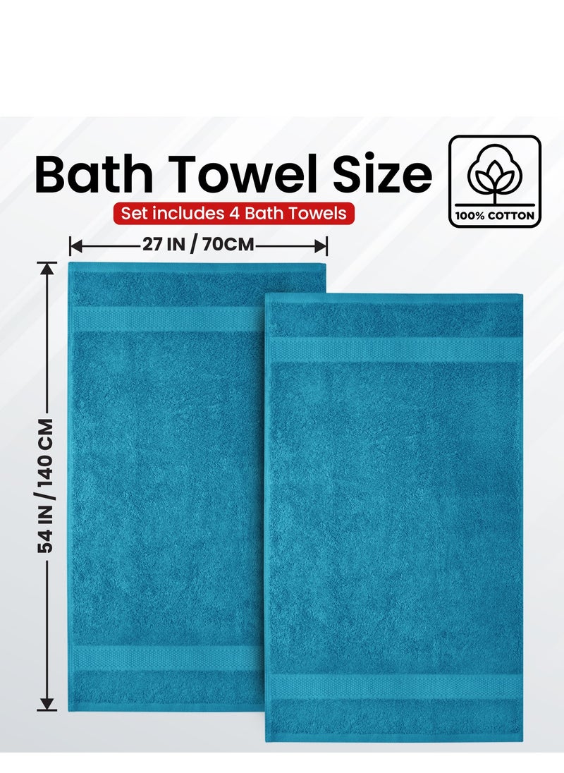 Infinitee Xclusives Premium Bath Towels Set Pack of 4-100% Ring Spun Cotton Towels - Teal Bath Towels 68cm x 137cm - Soft Feel, Quick Dry, Highly Absorbent Durable Towels, Perfect for Daily Use by Infinitee Xclusives  - Image 3