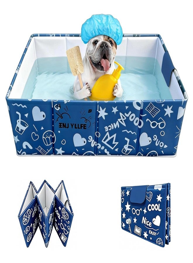 COBOPANDA Foldable Dog Bathtub for Small to Medium Dogs & Cats Pool, Collapsible Pet Bath Tub for Shower/Kitchen Sink, Thickened Insulated Base, Portable & Space-Saving Puppy Wash Basin, Blue - Image 1