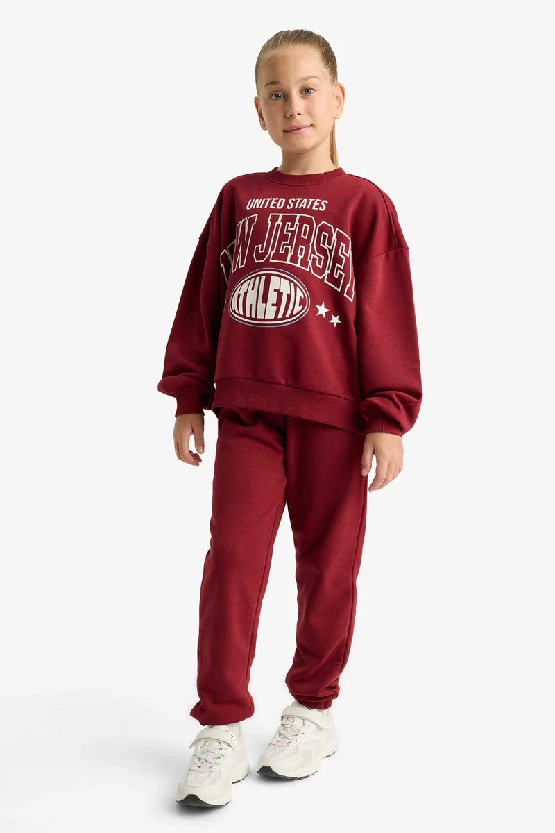 ديفاكتو Girl Printed Sweatshirt Sweatpants 2 Piece Set