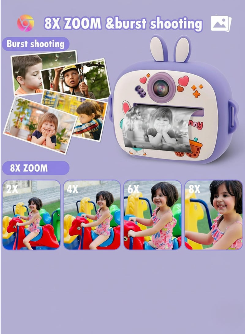vexa pro 2026 Kids Instant Print Camera 1080P Digital Video Camera with Thermal Printing & 2 Paper Rolls Gift for Ages 4–12 - Image 3