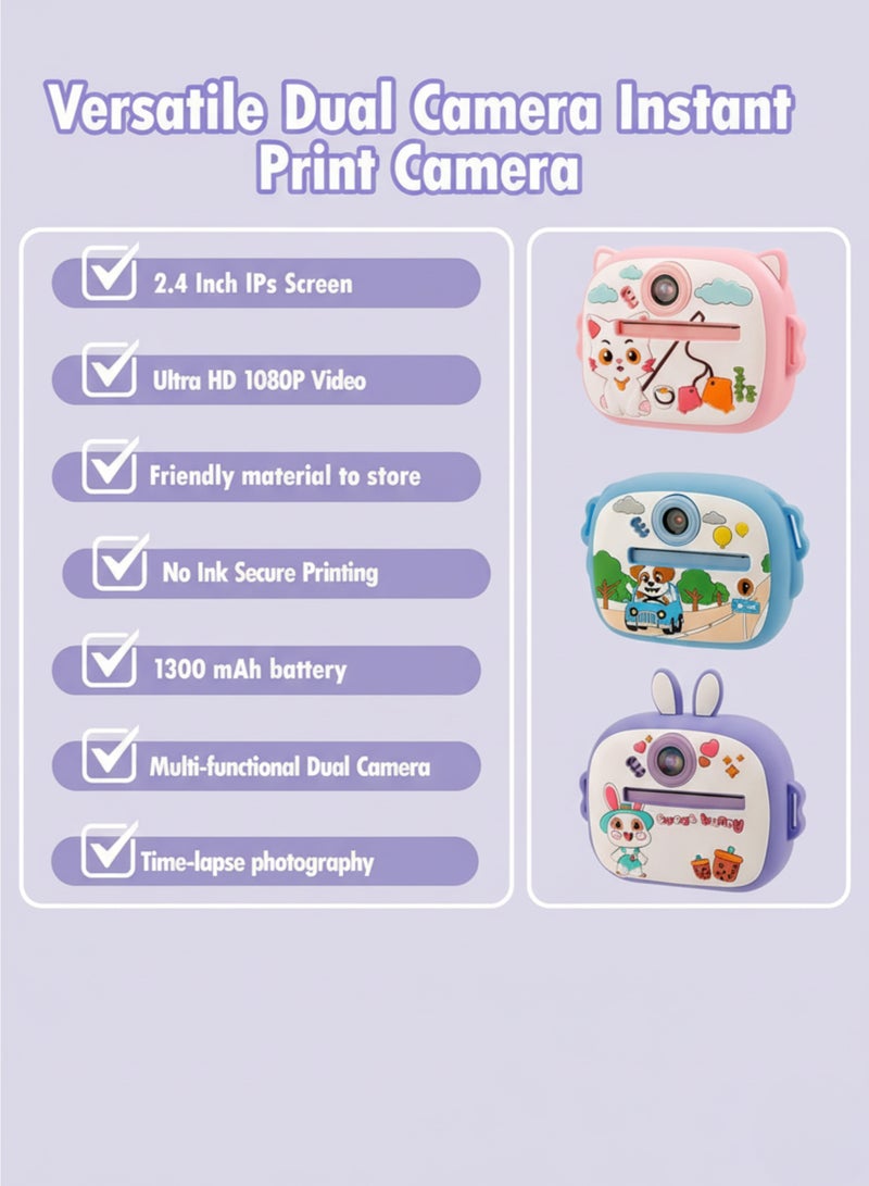 vexa pro 2026 Kids Instant Print Camera 1080P Digital Video Camera with Thermal Printing & 2 Paper Rolls Gift for Ages 4–12 - Image 2
