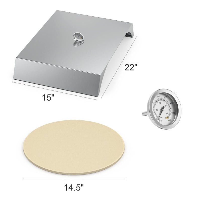 Skyflame Universal Stainless Steel Pizza Oven Kit with Stone for Most Gas Grills and Pellet Grill Conversion Kit, 22x15 Inches - Image 2
