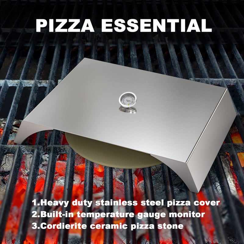 Skyflame Universal Stainless Steel Pizza Oven Kit with Stone for Most Gas Grills and Pellet Grill Conversion Kit, 22x15 Inches - Image 4