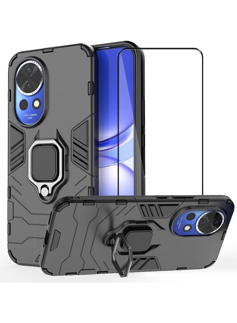 [1+1 Sets] For Huawei nova 13 Case & Screen Protector Heavy Duty Protective Phone Cover with Multifunction Kickstand,1 Tempered Glass Screen Protector - Image 1