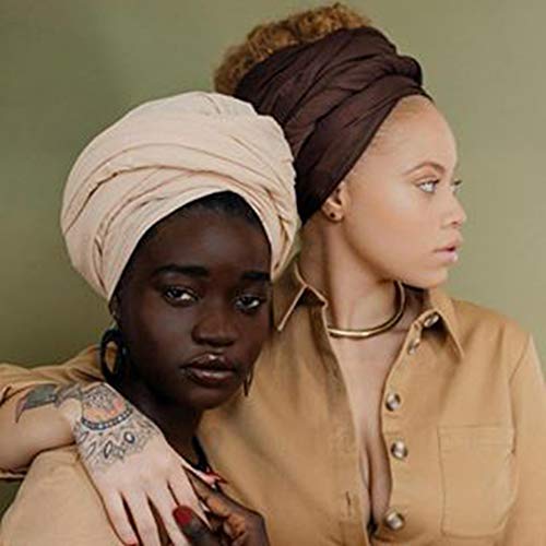 Harewom Brown Head Scarf Turbans for Women Dreadlocks Long Hair Stretchy Hijab Jersey Headbands for Muslim Old Woman - Image 4